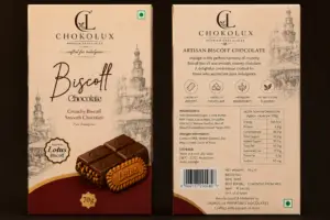CHOKOLUX Artisan Biscoff Chocolate Bar 70g packaging